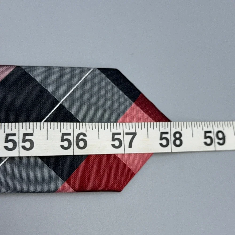 AXIST Mens Plaid Necktie‎ Red Gray Black Polyester Formal Fashion Accessory